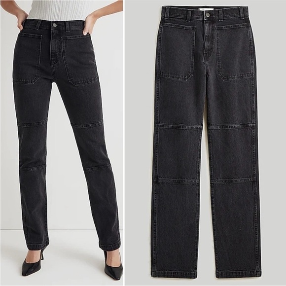 Madewell 90s Straight Cargo Jean Black Utility Pockets High Rise Size 29 - Picture 1 of 10